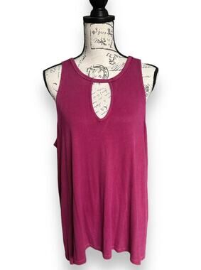 New Torrid Super Soft Knits Keyhole Neck Pink Ribbed Stretch Swing Tank Top 00
